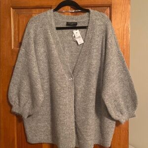 Lane Bryant Gray Cardigan with Balloon Sleeves and V-Neck 22/24